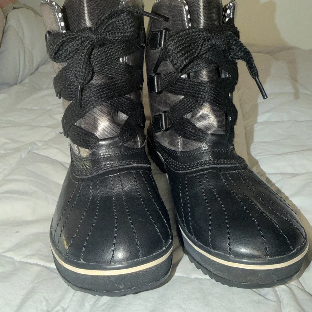 Sorel Black Metallic Tivoli Rain Duck Ankle Boots Waterproof Sz 11